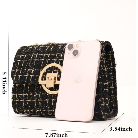 Women's Quilted Crossbody Bag Faux Leather Chain Clutch Evening Shoulder Purse - Picture 2 of 6